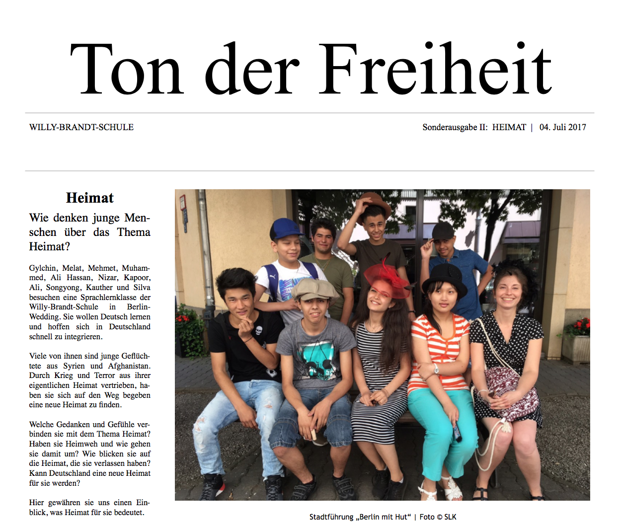 Schülerzeitung Ton der Freiheit